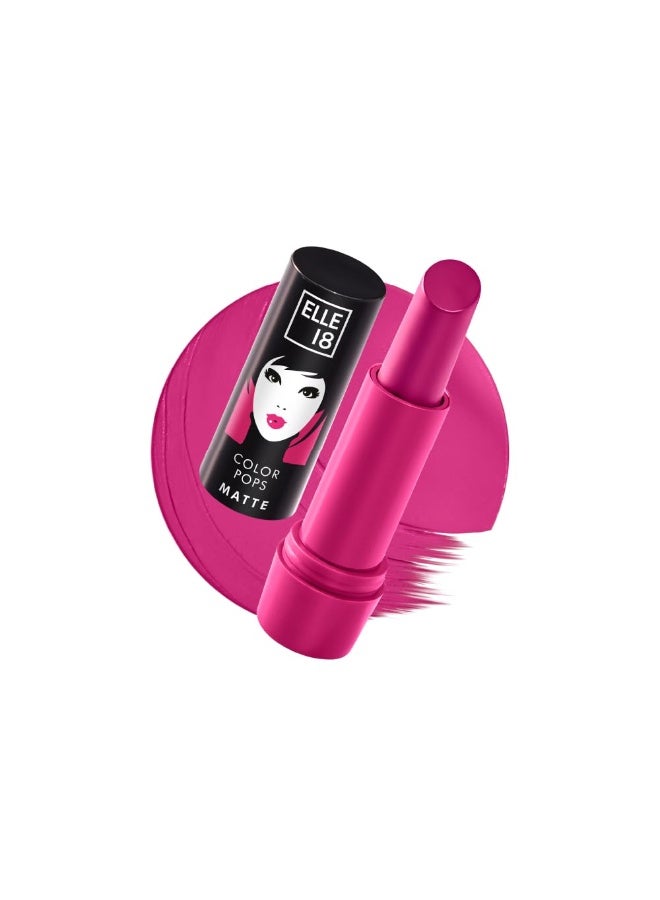 Elle18 Elle 18 Color Pops Matte Lipstick, Pink Show, Moisturising Bullet Matte, with Vitamin E, Highly Pigmented, Infused with Jojoba Oil and Shea Butter | 4.3 g - Image 1